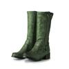Gothic Round Toe Cool Winter Olive Army Green Womans Shoes Combat Boots Zipper Mid-calf Women Riding Equestrian Boots