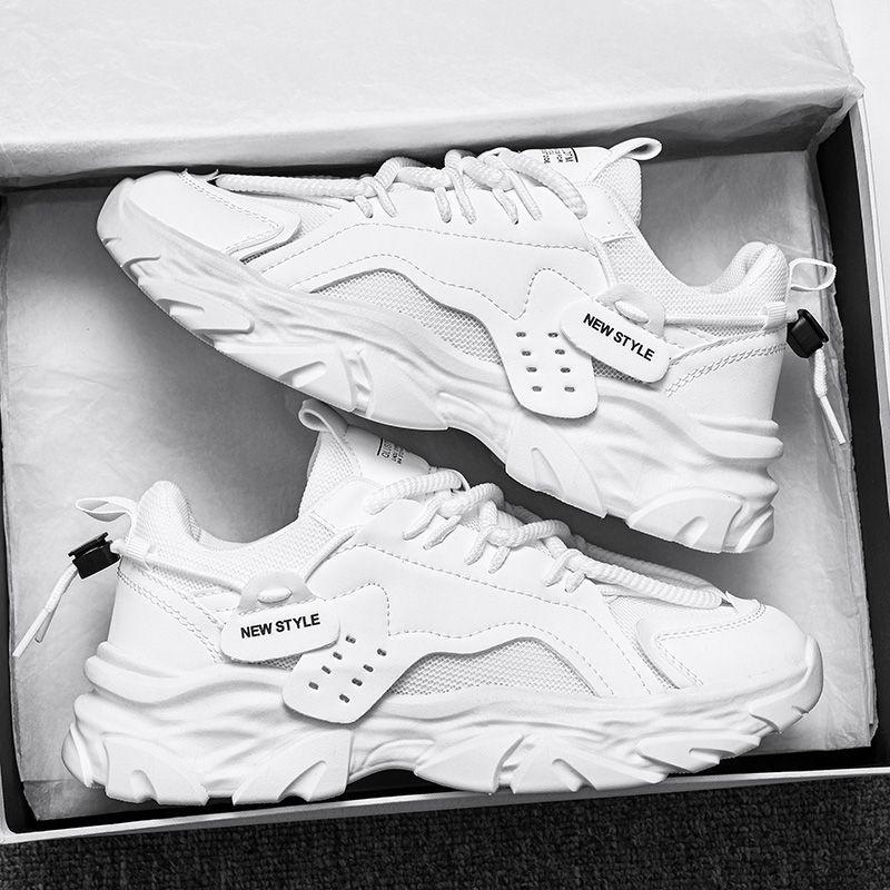 Pánské boty léto prodyšné nové ležérní černé sportovní boty síťovina silná podrážka zvyšující výšku otec pracovní pracovní pojištění boty