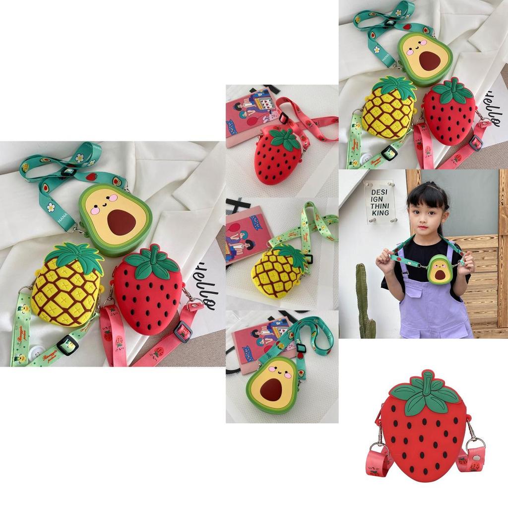 Süße Mini-Frucht-Silikon-Umhängetasche für Kinder mit entzückendem Erdbeer-Design