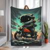Cyber Space Motorcycle Theme Flannel printed blanket suitable for all seasons suitable for living room office sofa and travel