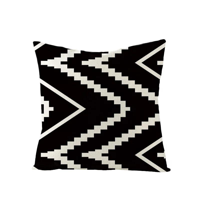 Linen Simple Black White Geometry Cushion Case Modern Nordic Simple Decorative Pillows Case Livingroom Sofa Couch Throw Pillows