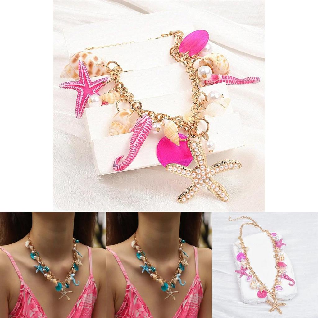 Beach Shell Necklace With Heart Shape Pendant And Zinc Alloy Chain For Women