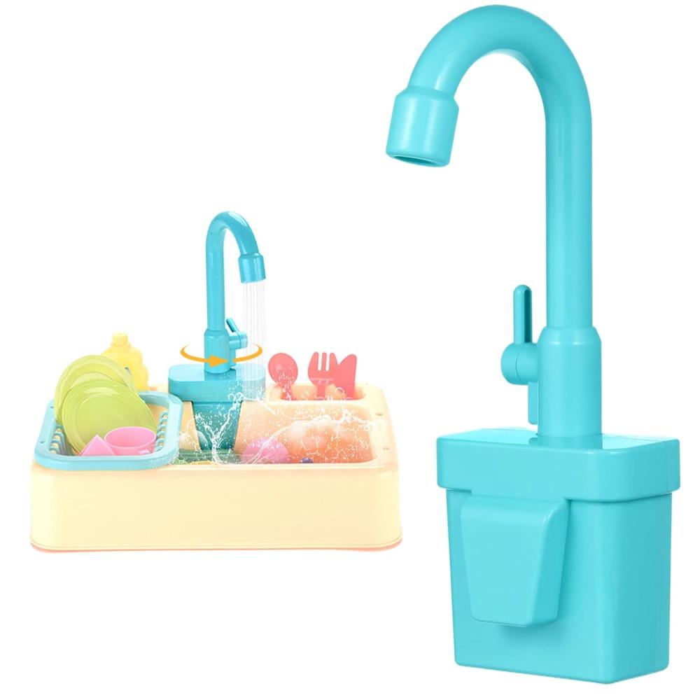 Simulation Kitchen Sink Toys Faucet With Running Water Faucet Toy for Pretend Play Sinks