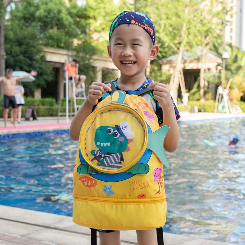 Children's Waterproof Dry Wet Separation Swimming Bag, Cute Cartoon Kids Travel Sports Backpack, Portable Beach Bag for Boys and Girls