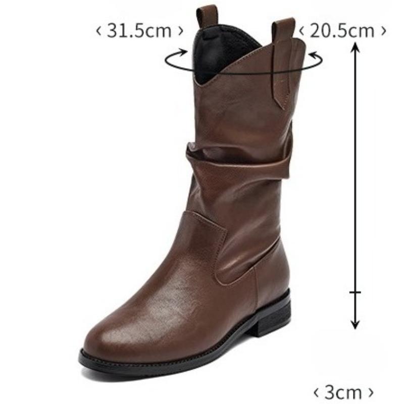 Fashion Women Ankle Boots Flats New Pleated Party Shoes Designer 2025 Winter Goth Elegant Chelsea Snow Boots Fashion Brand Botas Mujer