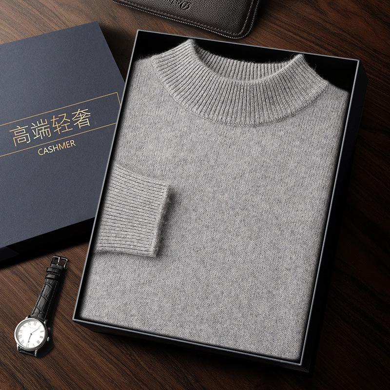 

Men s Thickened Cashmere Half-High Collar Knit Sweater XL