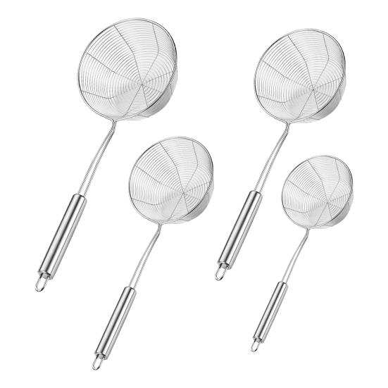 Stainless Steel Deep Skimmer with Wire Mesh Heavy-Duty Slotted Spoon for Frying Dumplings Noodles Rust-Proof Dishwasher Safe Essential Kitchen Tool