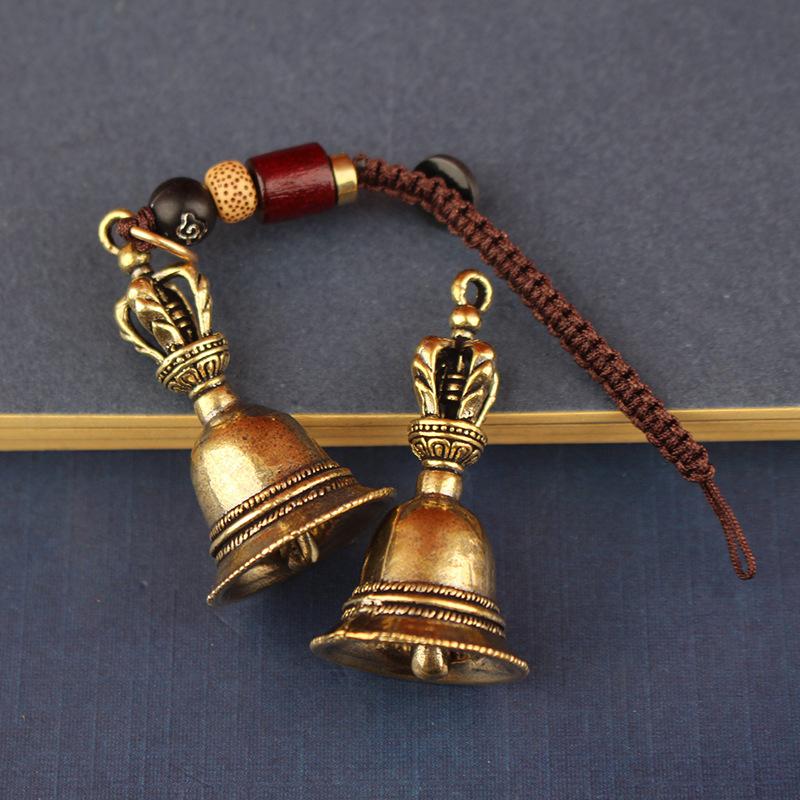 Vintage Vintage Brass Bell Wings Decoration Guardian Bell Keychain Angel Relief Hanging Decor