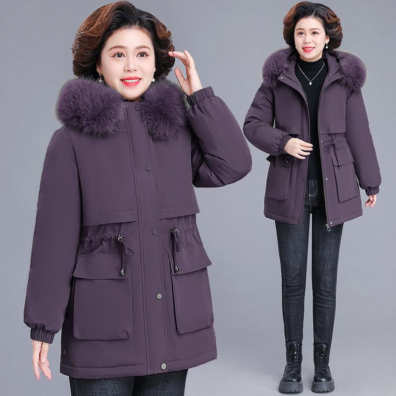 

2025 Stylish Women s Cotton Padded Parka - Warm Winter Fashion for Middle-aged & Elderly 3XL (recommend 120-135 jin)