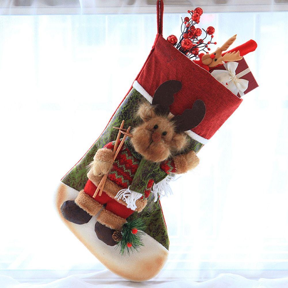 Three-dimensional Christmas Sock Santa Claus Christmas Decoration New Year Gift Bag Home Party