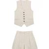 Single Brewed Vest Shorts Set Single Breasted V-neck Vest Vest Shorts Set