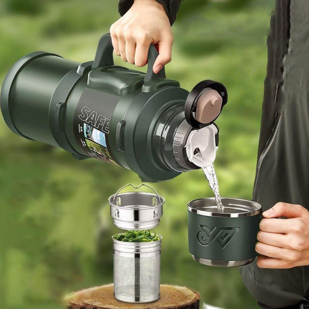 Großes Fassungsvermögen Camping Thermoskanne 316 Edelstahl Isolierter Wasserbehälter Sportflasche Outdoor