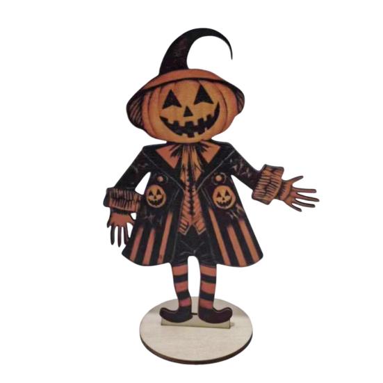 Yousheng 1/6Pcs Halloween Pumpkin Man Bunting Spooky Rustic Wooden Pumpkin Man Hanging Garland Table Sign Festival Ornament Decoration