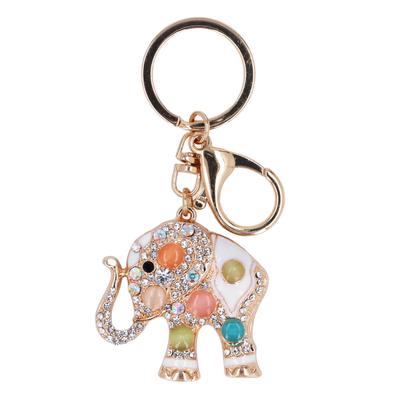 Zinc Alloy Elephant Shape Keychain with Rhinestone Beautiful Appearance Eco Friendly Fashionable