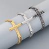 Golden Cross Cuban Link Bracelet for Men Stainless Steel Chain with Adjustable Extender Jewelry Trendy Religious Daily Accessory