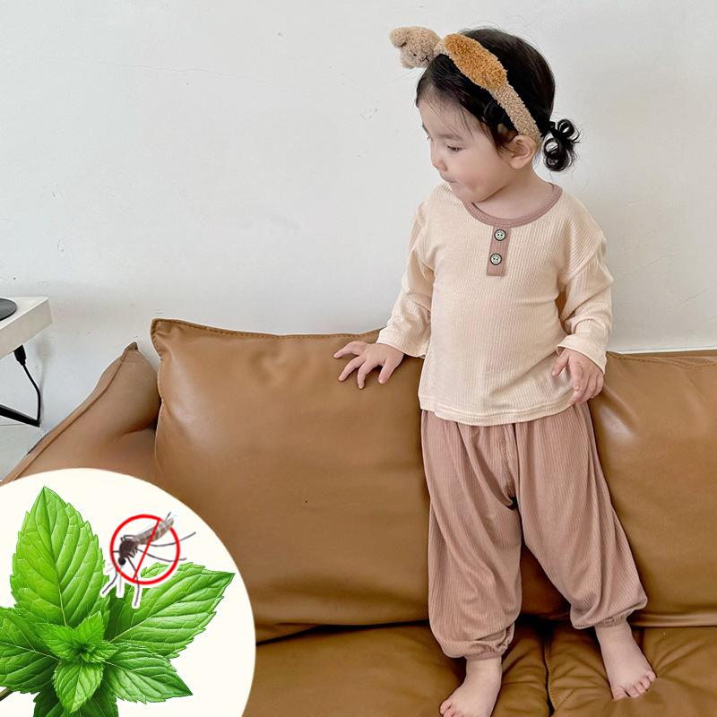 

Весенне-летняя детская домашняя одежда без костей, пижамы для мальчиков и девочек, одежда с длинными рукавами и кондиционером, костюм для прогулок, сплит-костюм XXL120cm