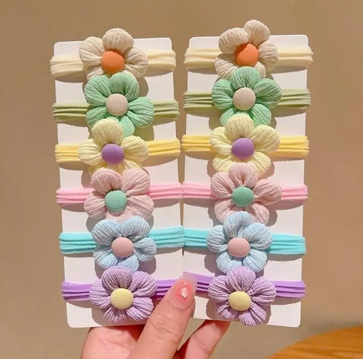 6/12 Stück/Set Niedliche Schleife Blume Gummi Elastische Haargummis Mädchen Verletzen das Haar nicht Kleine Scrunchies Kinder Süße Haargummis Haaraccessoires