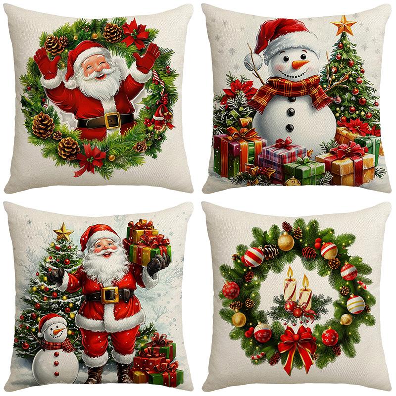New Christmas Wreath Santa Claus Snowman Elements Festive Warm Home Bedroom Sofa Cushion Cushion