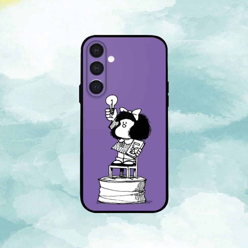 M-Mafalda World Peace Phone Case For Samsung A73,72,71,A52,51,40,41,A22,A32,31,A13, Soft Black Shell