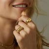 18K Gold Stainless Steel Croissant Bag Twisted Pattern Ring