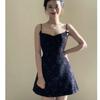 Women's Black Floral Backless Summer Dress: Sweet & Spicy, Short Sling Skirt