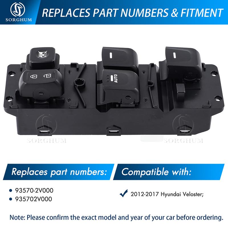 SORGHUM 93570-2V000 Front Left Master Power Window Switch For Hyundai Veloster 1.6L 2012 2013 2014 2015 2016 2017 935702V0004X