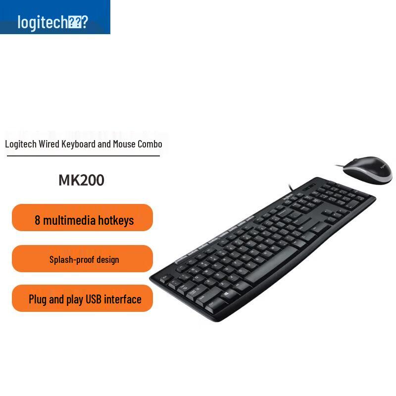 

Logitech MK200 Full-Size Wired Keyboard and Mouse Combo