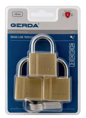 Set Of 3-Triples Brass Line Padlocks Kmz S40, Blis - Mp Klo 58412