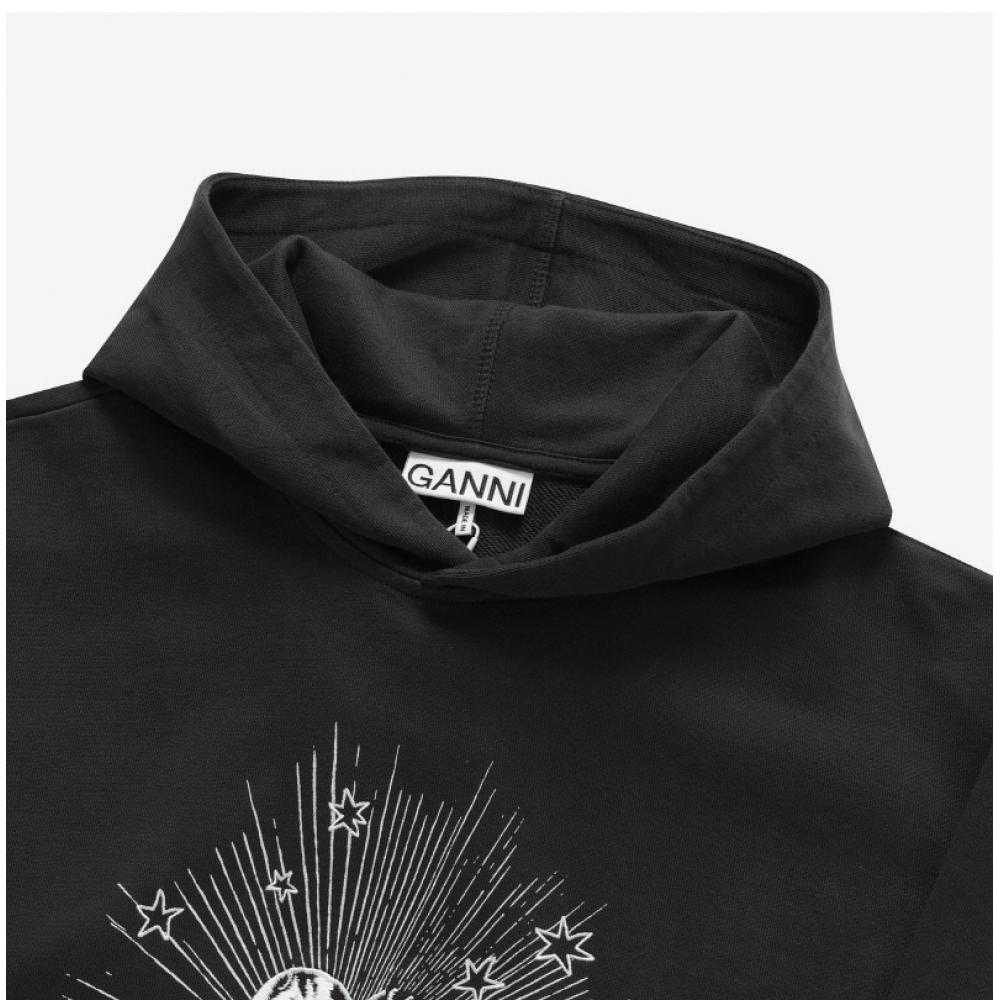 Ganni T4082 252 ISoli Heart Logo Print Women S Hoodie