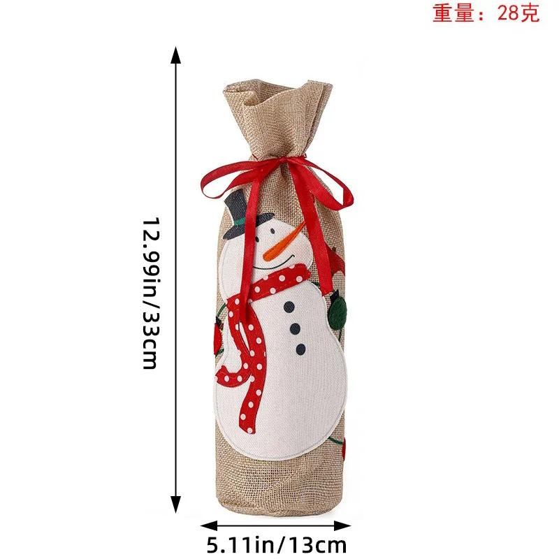 

2024 Christmas Sackcloth Old Man Snowman Red Wine Set Table Wine Bottle Bag Red Wine Bag Christmas Bottle Set Decoration