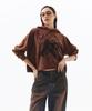 Prenda Ballet Ribbon Acid Wash Crop Hoodie Brown