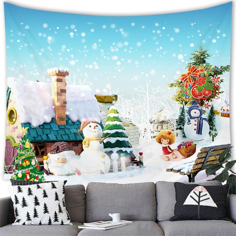 Merry Christmas Cartoon Snowman Cross Border Tapestry Wall Hanging