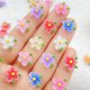 50Pcs Cute Cartoon Mini Colored Flowers and Leaves Nail Art Resin Designer Charms DIY Craft For Nail 3D Decorations Jewelry