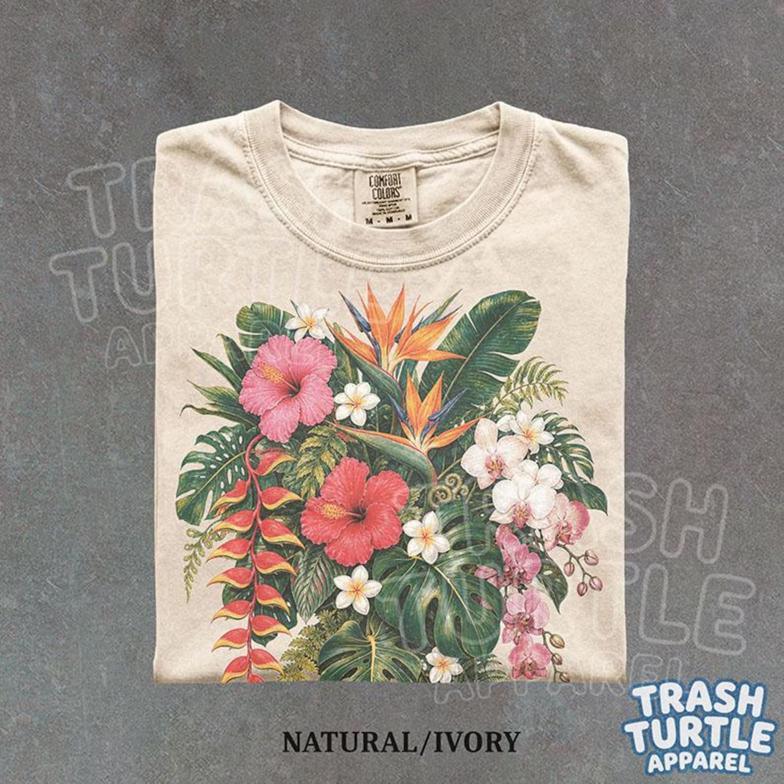 Tropical Hibiscus Flower Shirt Comfort Colors TShirt Summer Vibes T-shirt Graphic Floral 90s Tee L
