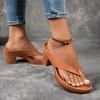 2026 new high-heeled flip-flops women's outdoor thick-heeled sandals women's lightweight plus size summer slippers