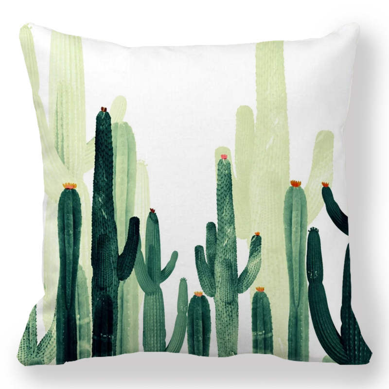 Indoor Home Bedroom Sofa Bed Chair Pillow Suite Room Aesthetic Art Cactus Succulent Plant Pillowcase