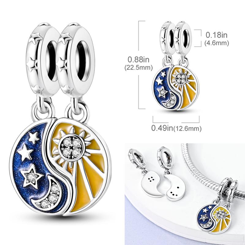 Shining New In Charms Bead Original Accessories Bracelets Copper Inlaid Zirconium Star Moon Dangle Diy Jewelry Gift Making