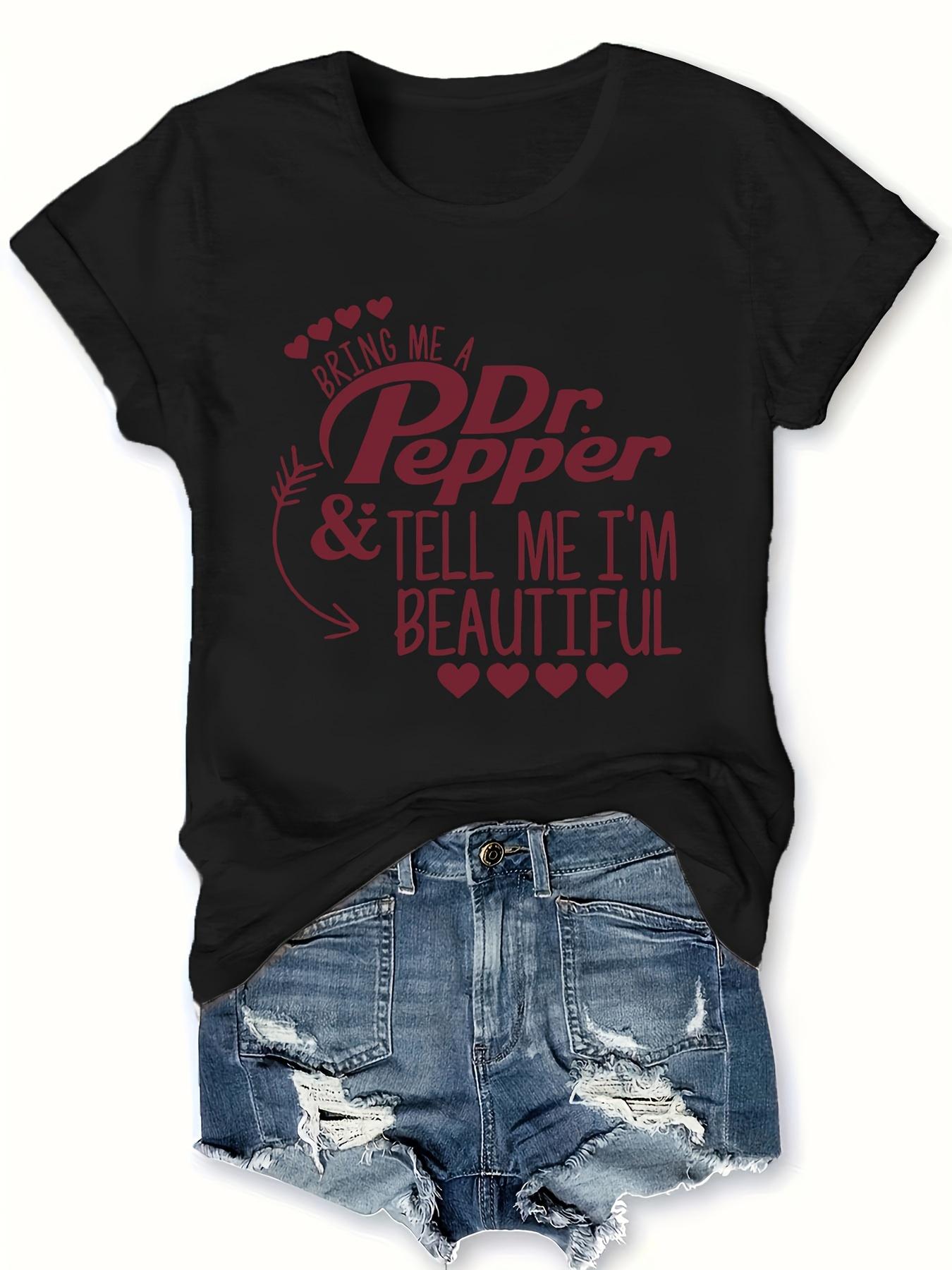 Dr Pepper Graphic Tee Camiseta Suave Y Transpirable Con Cuello Redondo Y Ajuste Regular Para Mujer CModa Mezcla De PoliSte S