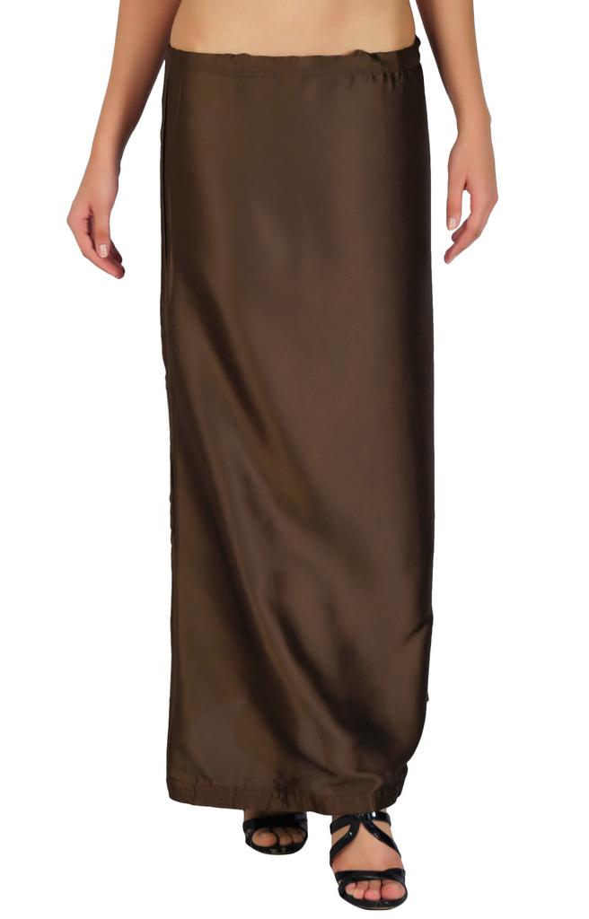 Readymade Stitched Brown Petticoat Bollywood Satin Silk Inskirt Lining For