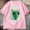 Funny Alien Cat Dank Meme T Shirt for Women Brainrot T-shirt Stupid Cringe Tshirt Harajuku Tees