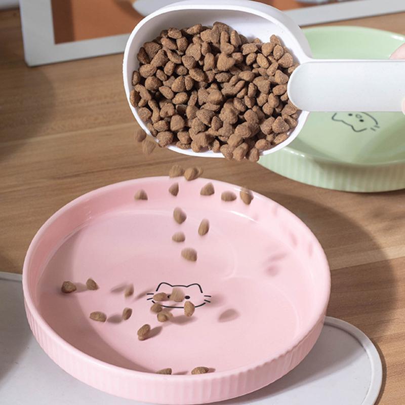 Durable Ceramic Pet Cats Plates Cartoon Pet Cat Food Bowl Shallow Mouth Pet Food Bowl Pet Water Feeder Bowl Pet Supplies