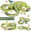 Dinosaur Race Track Set Rail Car Toys Assembly Bend Flex Racing Track Led Electronic Flash Light Car Toys for Children Years Gift