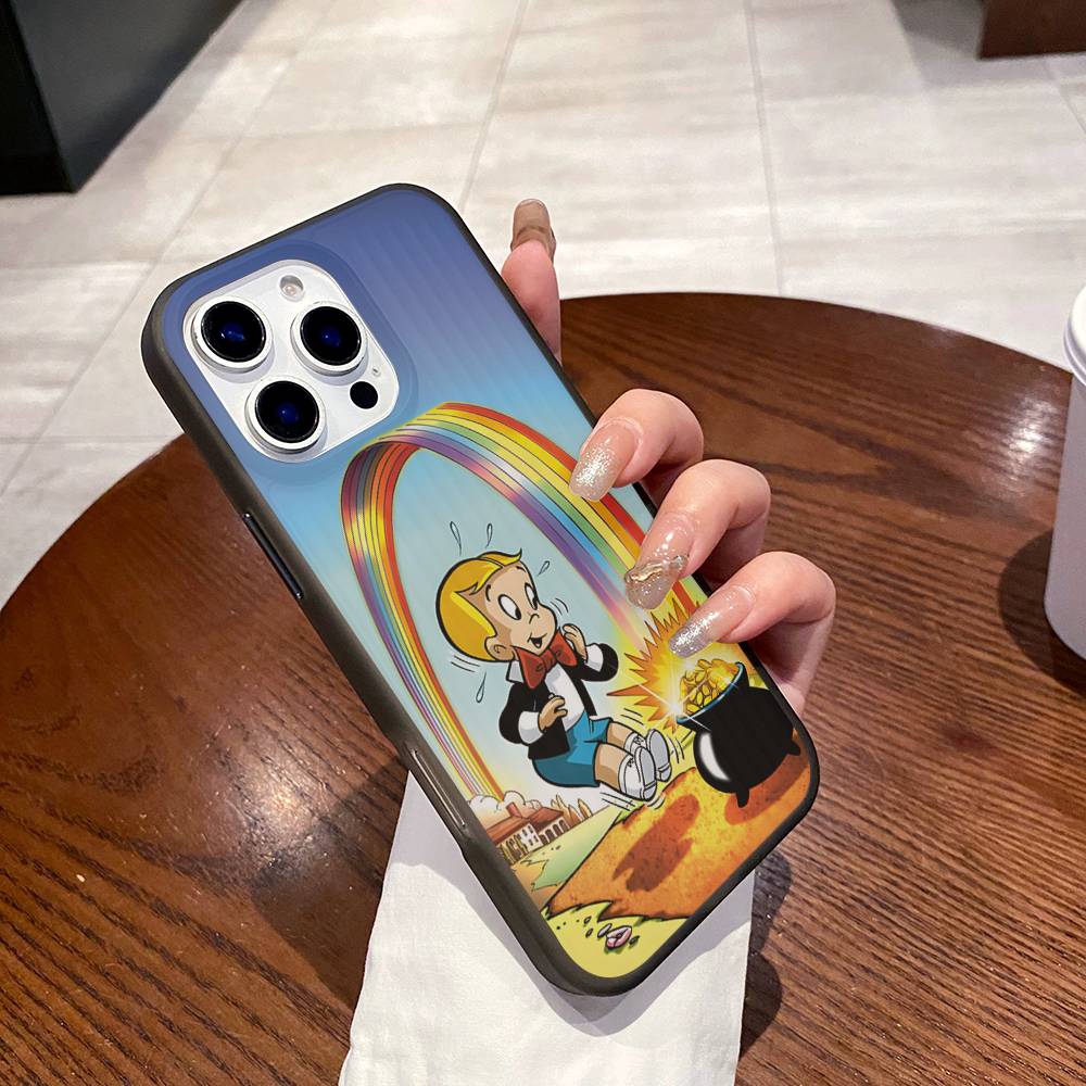 Cartoon Richie Rich For IPhone 15 16 17 14 13 12 11 Pro Max 16E 16 Plus 17 Air Corrugated Shockproof Phone Cover