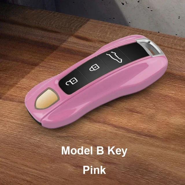 AABKV1 Solid Color ABS Car Key Case Cover Accessories For Porsche Panamera 2017 Cayenne 2018 2019 911 2020 2021 2022 2023 2024 Taycan
