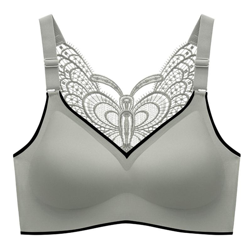 Women Back Butterfly Design Gathered Bra Adjustable Strap Sports Yoga Bra with Chest Pad