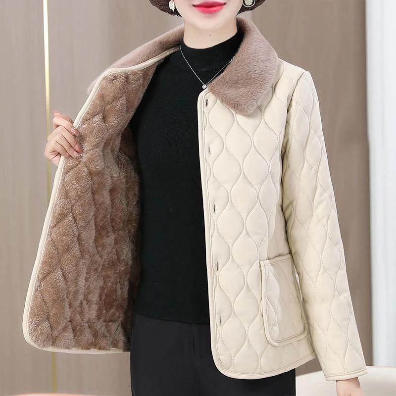 Women's Winter Jacket, Padded Jacket, Padded Jacket, Leather Jacket, Plus Velvet Thickening