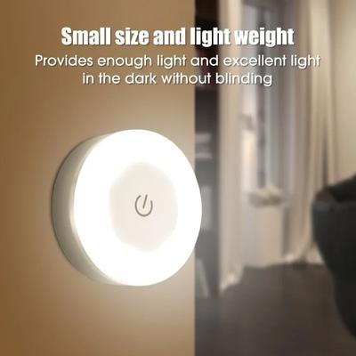 LED Touch Sensor Night Lights 3 Modes USB Rechargeable Magnetic Base Wall Lights Round Portable Dimming Night Lamp Room Decor