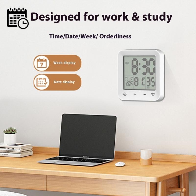 Bathroom Timer Clock Shower Clock,Waterproof for Water Sprays Bathroom Clock Wall Mount,Displays Time,Temperature Date