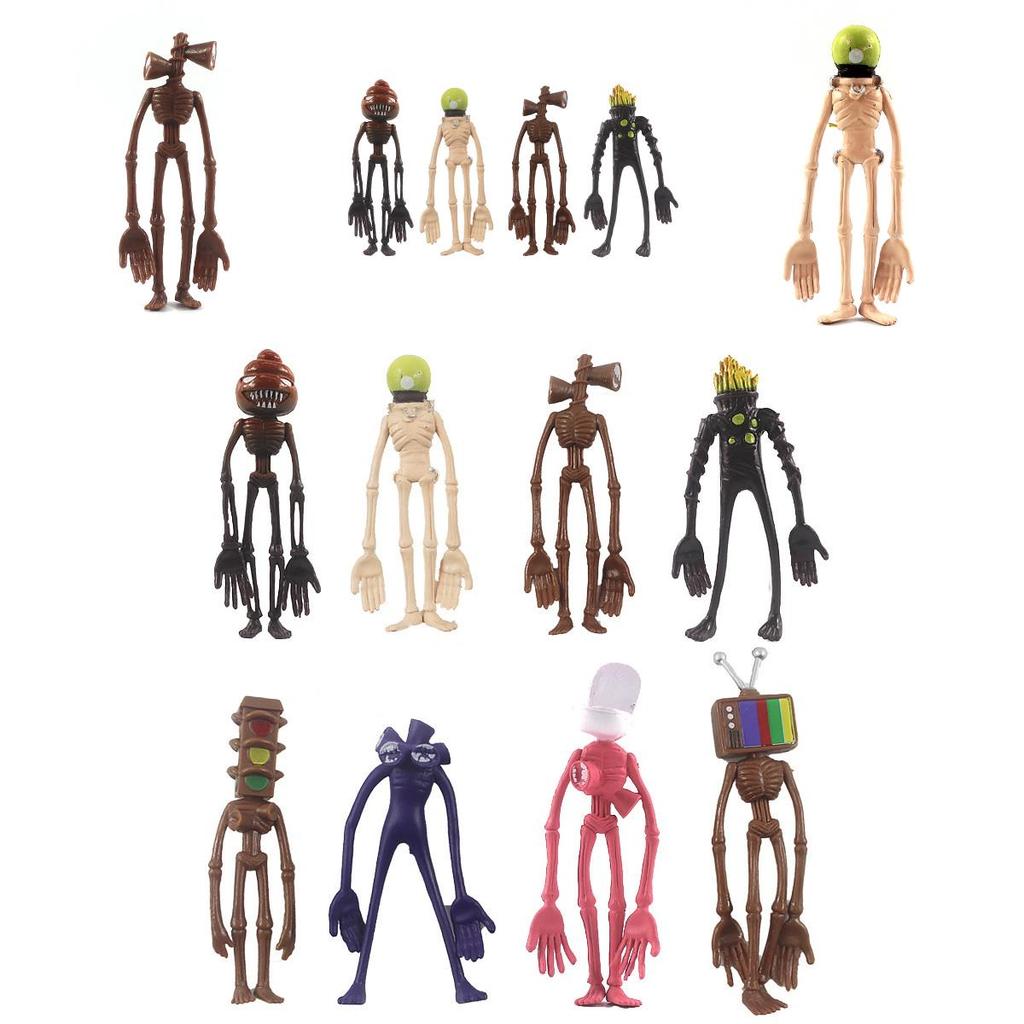 8pcs Siren Head Figures Safe Pvc Miniatures Cake Topper For Kids Ornament