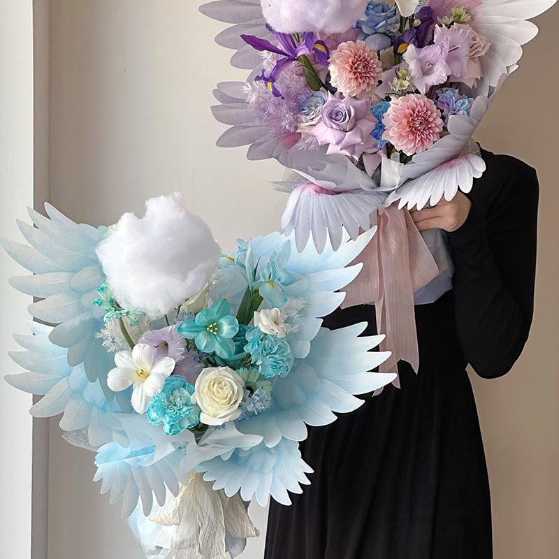 2026 New Mother's Day Bouquet Packaging Paper Angel Wing Shape Flower Bouquet Wrapping DIY Crafts Paper Floral Bouquet Material